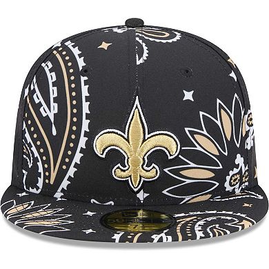Men's New Era Black New Orleans Saints Paisley 59FIFTY Fitted Hat