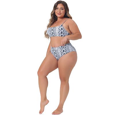 Plus Size Bikini Set For Women Crop Top High Waisted Swimsuits Two Piece Bathing Suits Swimwear