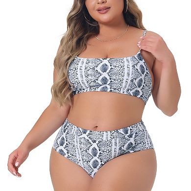 Plus Size Bikini Set For Women Crop Top High Waisted Swimsuits Two Piece Bathing Suits Swimwear