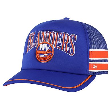 Men's '47 Royal New York Islanders Sideband Stripes Trucker Snapback Hat