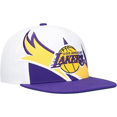 Men's Mitchell & Ness White/Purple Los Angeles Lakers Waverunner Snapback Hat