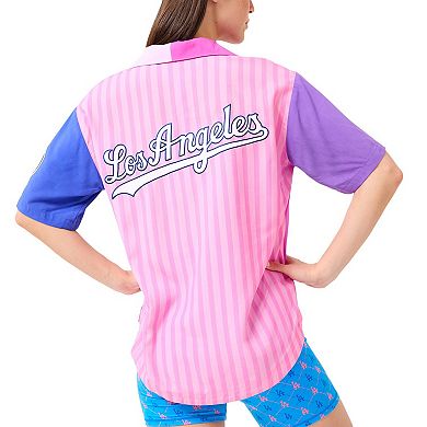 Women's Terez Pink Los Angeles Dodgers Color Block Button-Up Shirt