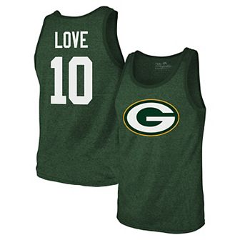 Men's Majestic Threads Jordan Love Green Green Bay Packers Tri-Blend Player Name & Number Tank Top