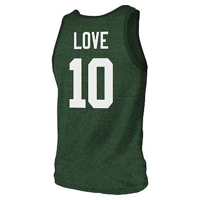 Men's Majestic Threads Jordan Love Green Green Bay Packers Tri-Blend Player Name & Number Tank Top