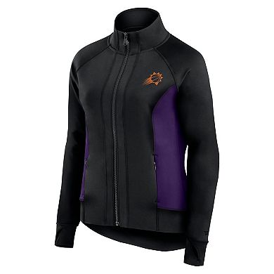 Women's Fanatics Black Phoenix Suns Studio Fitted Full-Zip Gym Track Jacket