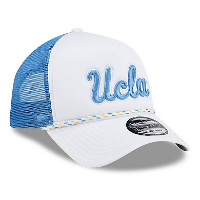 Men's New Era White/Blue UCLA Bruins Court Sport Foam A-Frame 9FORTY Adjustable Trucker Hat