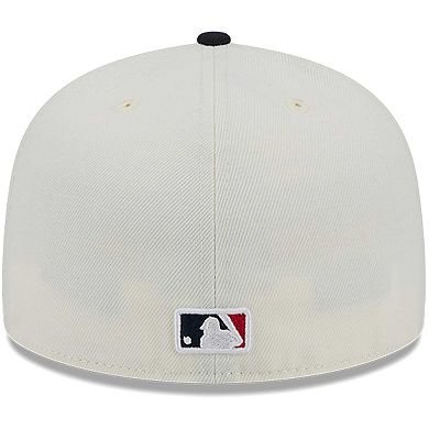 Men's New Era Cream Atlanta Braves Evergreen Chrome 59FIFTY Fitted Hat