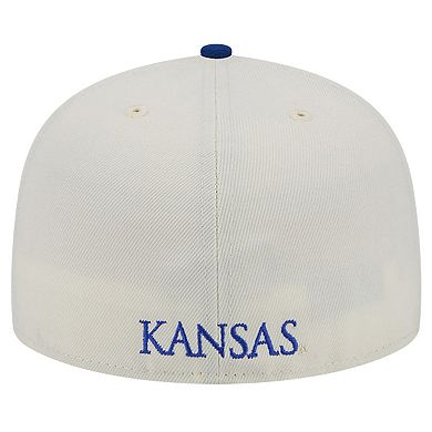 Men's New Era Kansas Jayhawks Chrome White Vintage 59FIFTY Fitted Hat