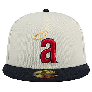 Men's New Era Cream California Angels Cooperstown Collection Chrome 59FIFTY Fitted Hat
