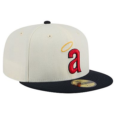 Men's New Era Cream California Angels Cooperstown Collection Chrome 59FIFTY Fitted Hat