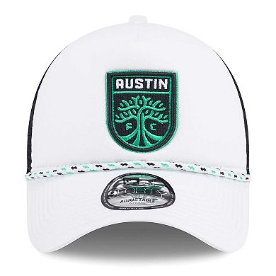 Men's New Era White/Black Austin FC Court Sport Foam A-Frame 9FORTY Adjustable Trucker Hat