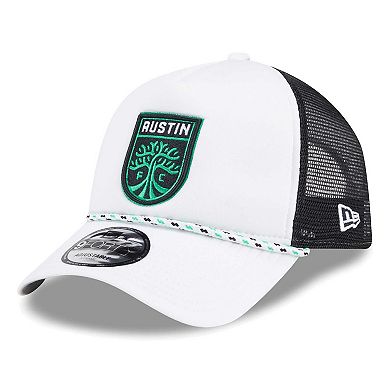 Men's New Era White/Black Austin FC Court Sport Foam A-Frame 9FORTY Adjustable Trucker Hat