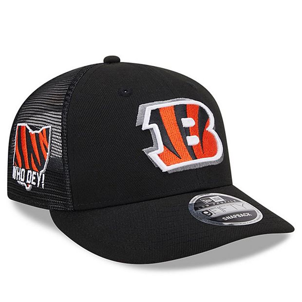 Men s New Era Black Cincinnati Bengals 2024 NFL Draft Low Profile Trucker 9FIFTY Adjustable Hat