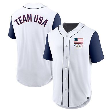Men's Fanatics Branded White/Navy Team USA Fashion Baseball Jersey