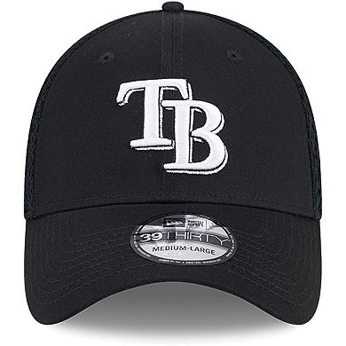Men's New Era Tampa Bay Rays Evergreen Black & White Neo 39THIRTY Flex Hat