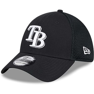 Men's New Era Tampa Bay Rays Evergreen Black & White Neo 39THIRTY Flex Hat