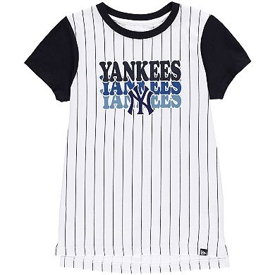 Girls Youth New Era White New York Yankees Pinstripe T-Shirt