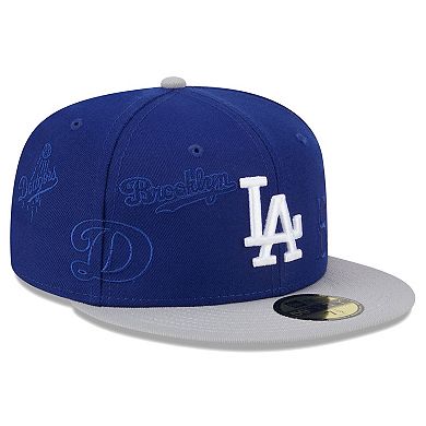 Men's New Era Royal/Gray Los Angeles Dodgers Multi Logo 59FIFTY Fitted Hat