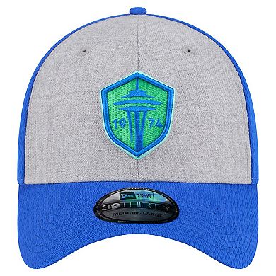 Men's New Era Gray/Blue Seattle Sounders FC Throwback 39THIRTY Flex Hat