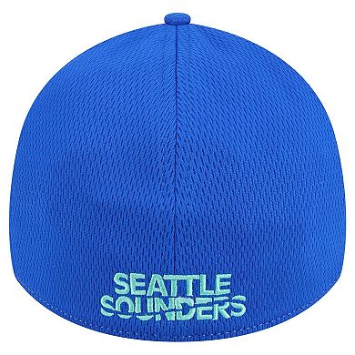 Men's New Era Gray/Blue Seattle Sounders FC Throwback 39THIRTY Flex Hat