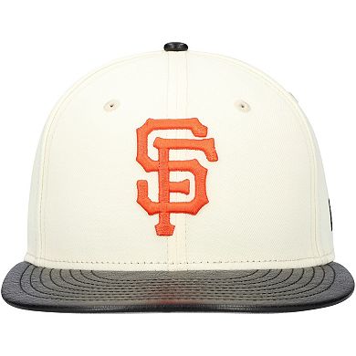Men's New Era Cream San Francisco Giants Game Night Leather Visor 59FIFTY Fitted Hat