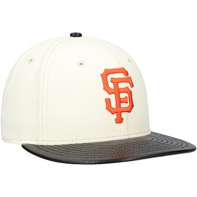 Men's New Era Cream San Francisco Giants Game Night Leather Visor 59FIFTY Fitted Hat