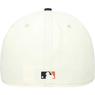 Men's New Era Cream San Francisco Giants Game Night Leather Visor 59FIFTY Fitted Hat