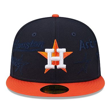 Men's New Era Navy/Orange Houston Astros Multi Logo 59FIFTY Fitted Hat