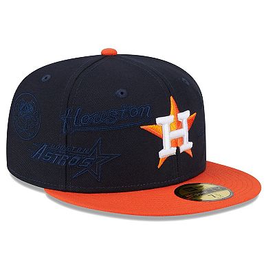 Men's New Era Navy/Orange Houston Astros Multi Logo 59FIFTY Fitted Hat