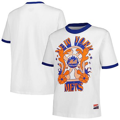 Women's New Era White New York Mets Oversized Ringer T-Shirt