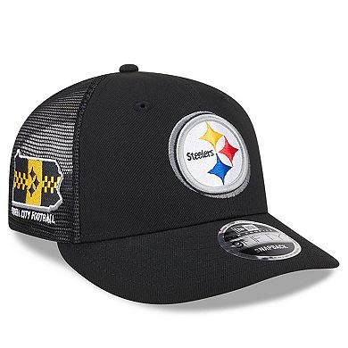 Men's New Era  Black Pittsburgh Steelers 2024 NFL Draft Low Profile Trucker 9FIFTY Adjustable Hat