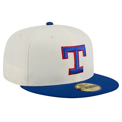 Men's New Era Cream Texas Rangers Cooperstown Collection Chrome 59FIFTY Fitted Hat