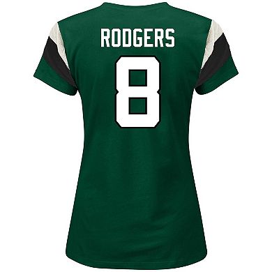 Women's Fanatics Branded Aaron Rodgers Green New York Jets Plus Size Sleeve Stripe Name & Number T-Shirt