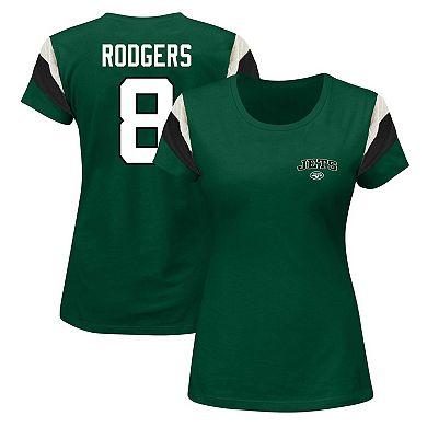 Women's Fanatics Aaron Rodgers Green New York Jets Plus Size Sleeve Stripe Name & Number T-Shirt