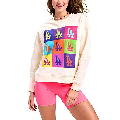 Women's Terez Cream Los Angeles Dodgers Classic Oversized Pullover Sweatshirt