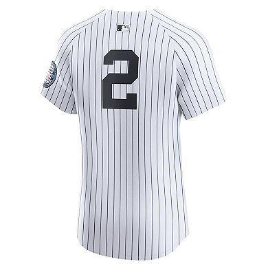 Men's Nike Derek Jeter White New York Yankees Home 2020 Hall of Fame Induction Patch Elite Player Jersey