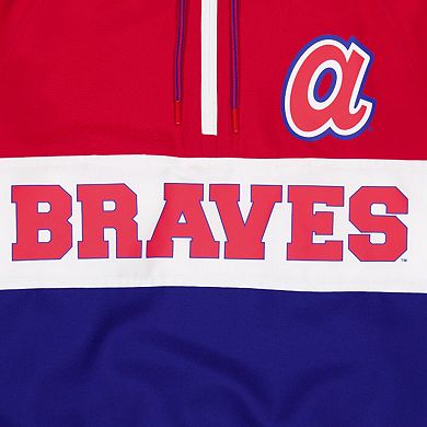 Men's New Era Blue Atlanta Braves Ripstop Raglan Quarter-Zip Hoodie Windbreaker Jacket