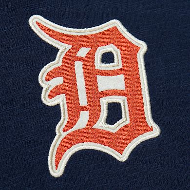Men's Mitchell & Ness Navy Detroit Tigers Cooperstown Collection Legendary Raglan Slub Henley Three-Quarter Sleeve T-Shirt