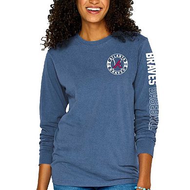 Women's Soft as a Grape Blue Atlanta Braves Pigment-Dyed Long Sleeve T-Shirt