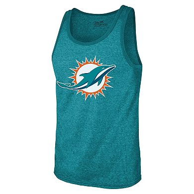 Men's Majestic Threads Tyreek Hill Aqua Miami Dolphins Tri-Blend Player Name & Number Tank Top