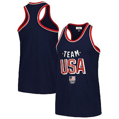 Girls Youth Navy Team USA Centered Bold Racerback Tank Top