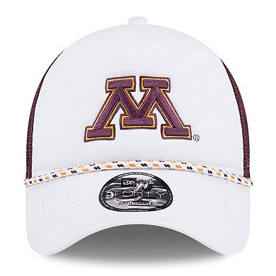 Men's New Era White/Maroon Minnesota Golden Gophers Court Sport Foam A-Frame 9FORTY Adjustable Trucker Hat