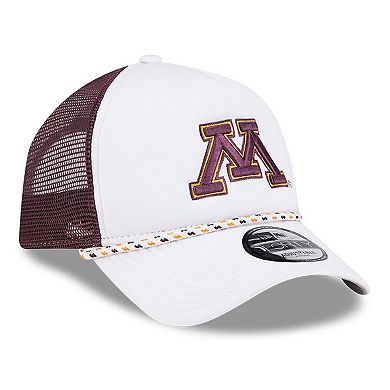 Men's New Era White/Maroon Minnesota Golden Gophers Court Sport Foam A-Frame 9FORTY Adjustable Trucker Hat