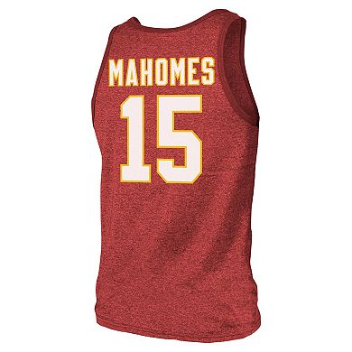 Men's Majestic Threads Patrick Mahomes Red Kansas City Chiefs Tri-Blend Player Name & Number Tank Top