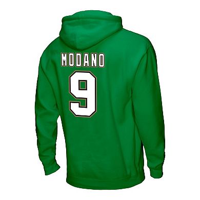 Men's Mitchell & Ness Mike Modano Kelly Green Dallas Stars Name & Number Icon Pullover Hoodie