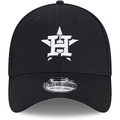 Men's New Era Houston Astros Evergreen Black & White Neo 39THIRTY Flex Hat