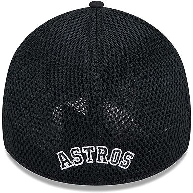 Men's New Era Houston Astros Evergreen Black & White Neo 39THIRTY Flex Hat