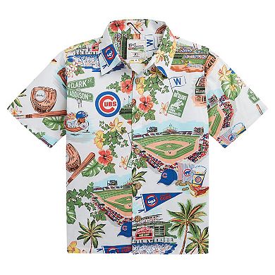 Youth Reyn Spooner White Chicago Cubs Scenic Button-Up Shirt