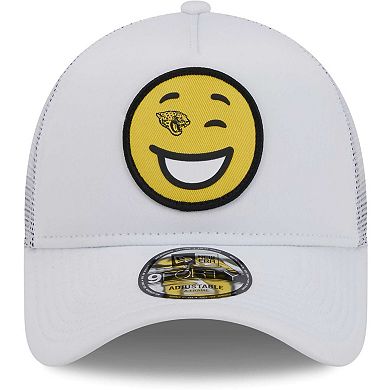 Men's New Era White Jacksonville Jaguars Happy A-Frame Trucker 9FORTY Snapback Hat
