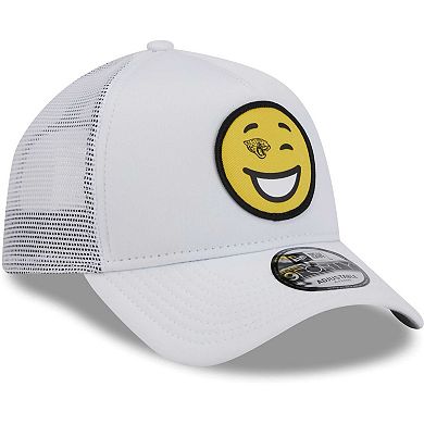 Men's New Era White Jacksonville Jaguars Happy A-Frame Trucker 9FORTY Snapback Hat